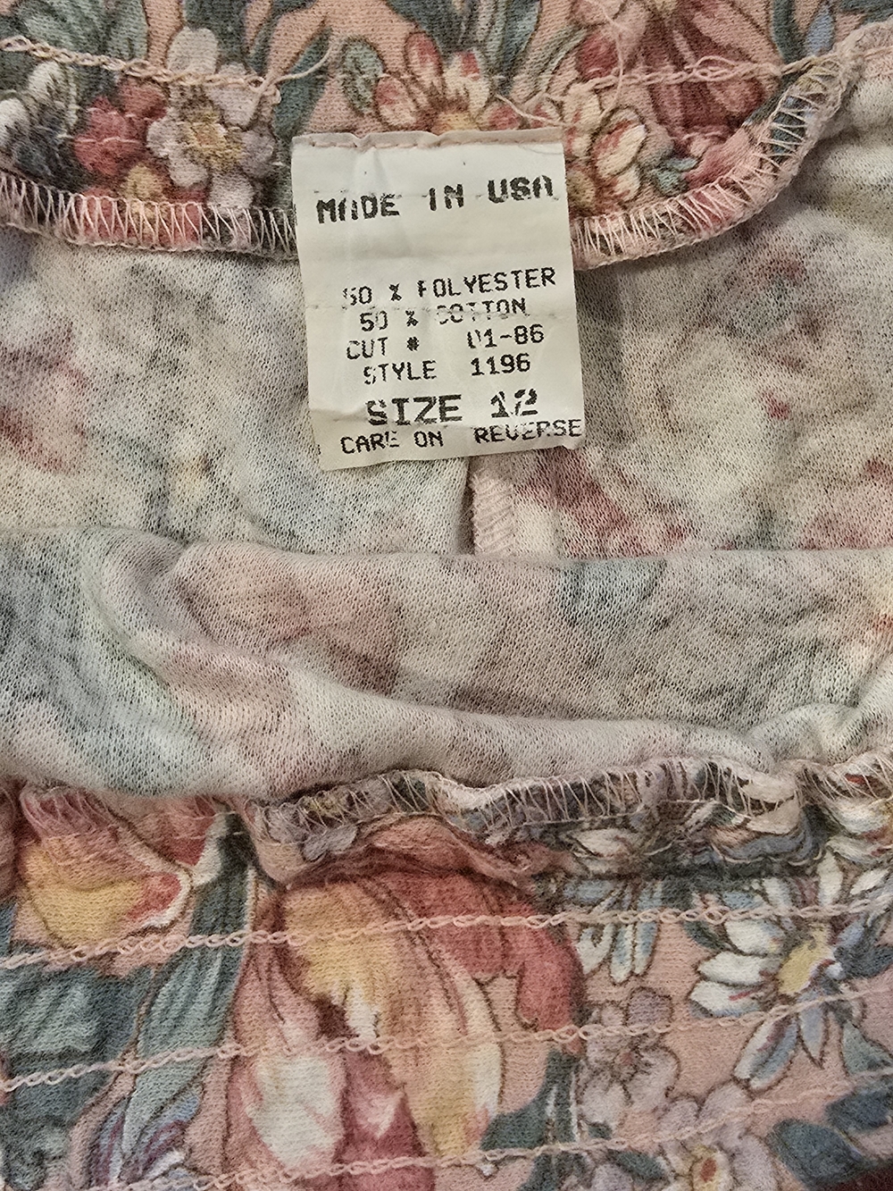 90s Vintage Floral Maxi Skirt With Pockets - Pink & Green Floral - Picture 9 of 13